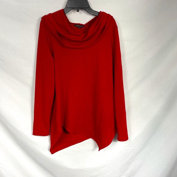 JEANNE PIERRE Sweaters - JEANNE PIERRE Women's Red Asymmetric Long-sleeve Sweater With Cowl Neck Size S